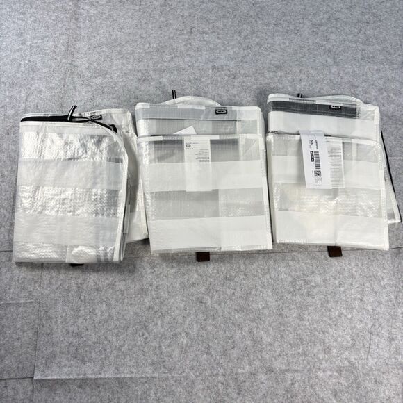 IKEA Handbags - IKEA GÖRSNYGG Storage Moving Bags 22" White Gray Stripe w/ Straps Lot of 3 NWT